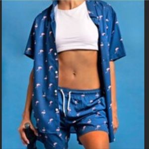 BERMIES Classic cut Flamingo Swim Trunks size small